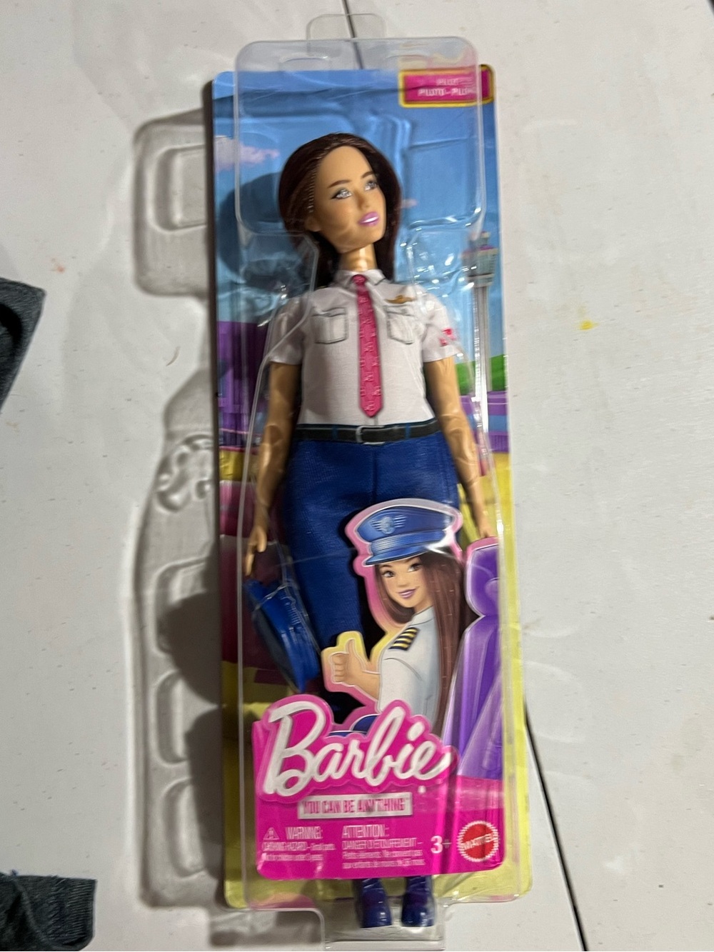 Barbie Pilot Doll - White Shirt, Pink Tie & Blue Pants